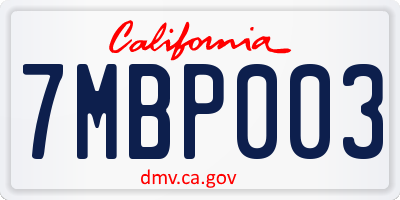 CA license plate 7MBP003