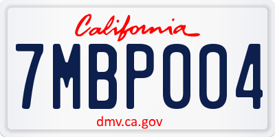 CA license plate 7MBP004
