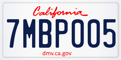 CA license plate 7MBP005