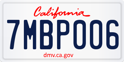 CA license plate 7MBP006