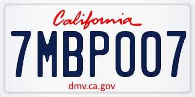 CA license plate 7MBP007