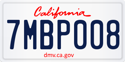 CA license plate 7MBP008