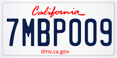CA license plate 7MBP009