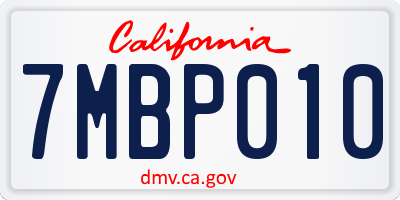 CA license plate 7MBP010