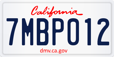 CA license plate 7MBP012