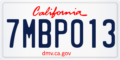 CA license plate 7MBP013