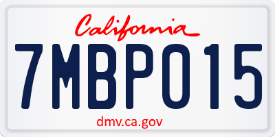 CA license plate 7MBP015