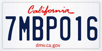 CA license plate 7MBP016