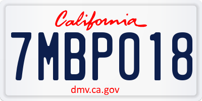 CA license plate 7MBP018