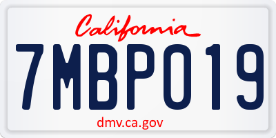 CA license plate 7MBP019