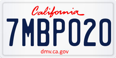 CA license plate 7MBP020