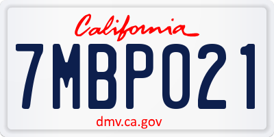 CA license plate 7MBP021