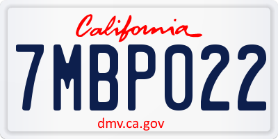 CA license plate 7MBP022