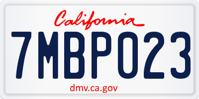 CA license plate 7MBP023