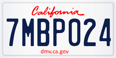CA license plate 7MBP024