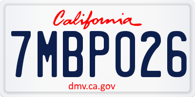CA license plate 7MBP026