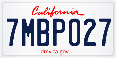 CA license plate 7MBP027