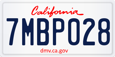 CA license plate 7MBP028