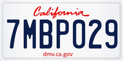 CA license plate 7MBP029