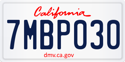 CA license plate 7MBP030