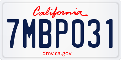 CA license plate 7MBP031