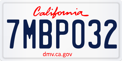CA license plate 7MBP032