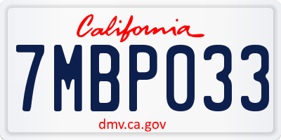 CA license plate 7MBP033