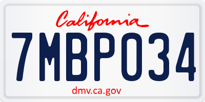 CA license plate 7MBP034