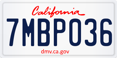 CA license plate 7MBP036
