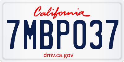 CA license plate 7MBP037