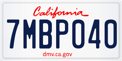 CA license plate 7MBP040