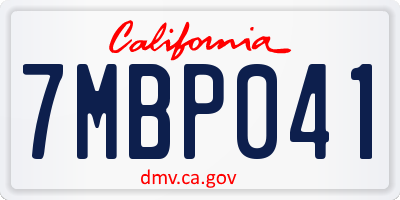 CA license plate 7MBP041