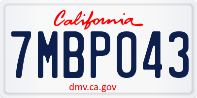 CA license plate 7MBP043