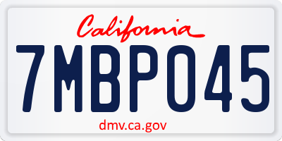 CA license plate 7MBP045