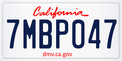 CA license plate 7MBP047