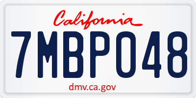 CA license plate 7MBP048