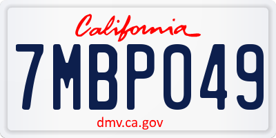 CA license plate 7MBP049