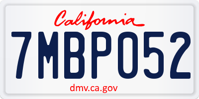 CA license plate 7MBP052