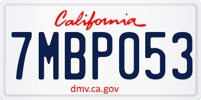 CA license plate 7MBP053