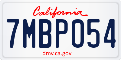 CA license plate 7MBP054