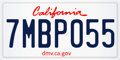 CA license plate 7MBP055