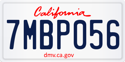 CA license plate 7MBP056
