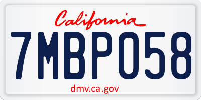 CA license plate 7MBP058