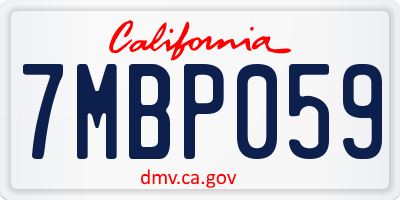 CA license plate 7MBP059
