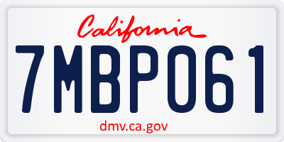 CA license plate 7MBP061