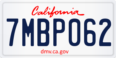 CA license plate 7MBP062