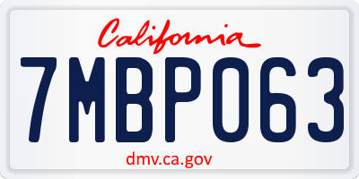 CA license plate 7MBP063
