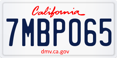 CA license plate 7MBP065
