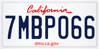 CA license plate 7MBP066