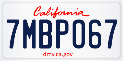 CA license plate 7MBP067
